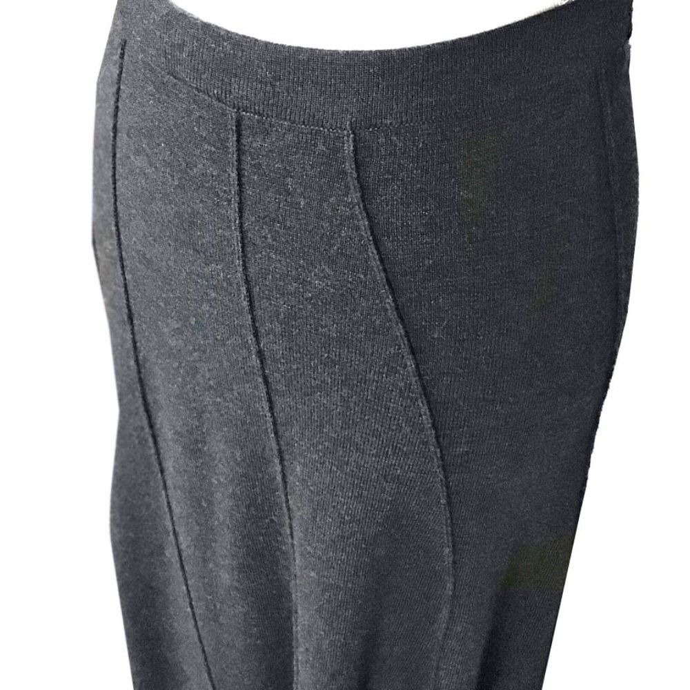 EILEEN FISHER Dark Grey Wool Gored Midi Length Skirt - Picture 4 of 8